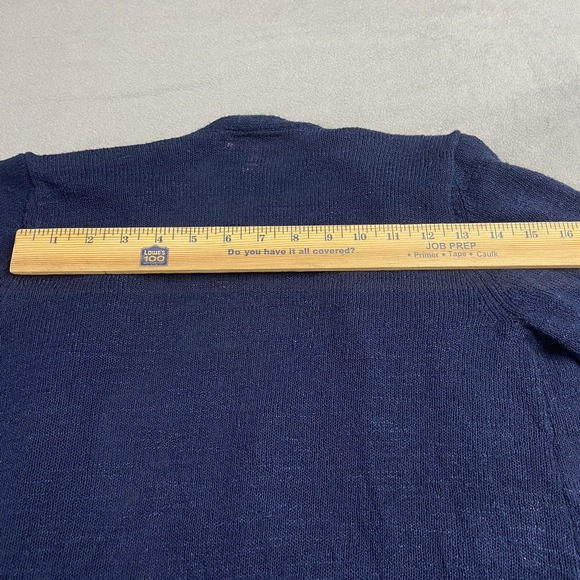 Lilly Pulitzer Sweater Cardigan Womens Large Navy Tatum Open Fringe Boho Light - Picture 9 of 10